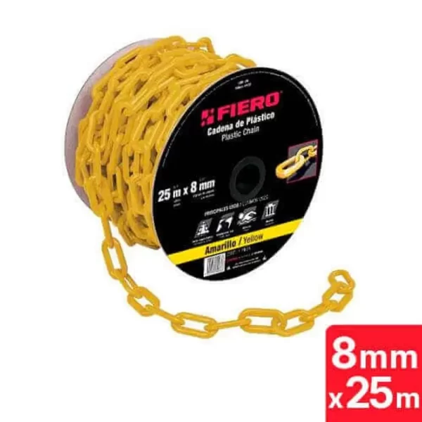 Cadena de Plástico de 8 mm x 25 m Amarilla