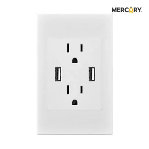 Toma Doble PT Premium White + 2 Salidas USB