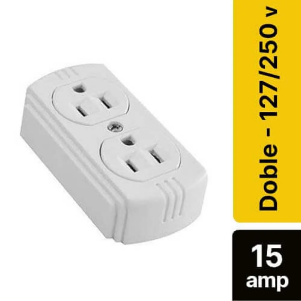 Toma Doble Polo Tierra Sobreponer T-Leviton Blanca