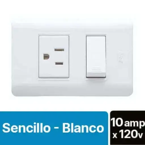 Toma PT+ Interruptor Sencillo Duomo Blanco