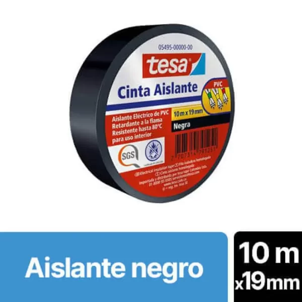Cinta Aislante Negra 19 mm x 10 mt