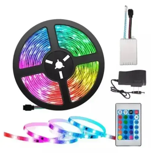 Cinta Led 12V Ip65 Luz Rgb Rollo 5 mt (Incluye Kit Controlador+Control)